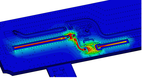 Fig 2: A simulation model of RF microstrip striplines